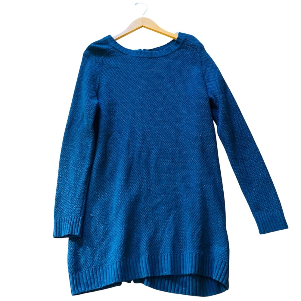 MARGARET O’LEARY Blue Full Zip Back Sweater Dress